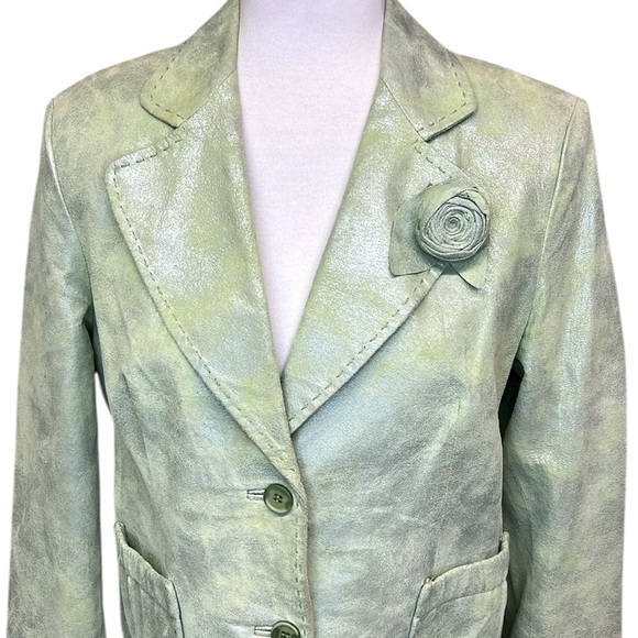 Co & Eddy Women's Light Green Suede Blazer - Picture 2 of 6